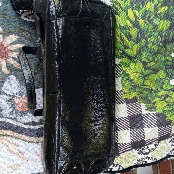 COACH BLACK LEATHER BAG/TOTE WITH WRISTLET - Picture 7 of 16